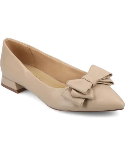 JOURNEE COLLECTION WOMEN'S OPHELIA BOW LOW BLOCK HEEL DRESS FLATS