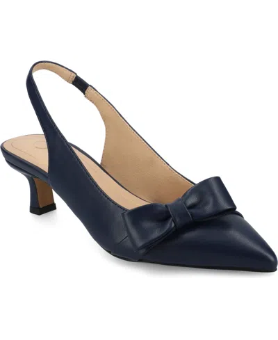 JOURNEE COLLECTION WOMEN'S PALOMA BOW KITTEN HEEL SLINGBACK PUMPS