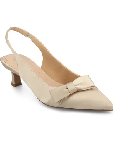 JOURNEE COLLECTION WOMEN'S PALOMA BOW KITTEN HEEL SLINGBACK PUMPS