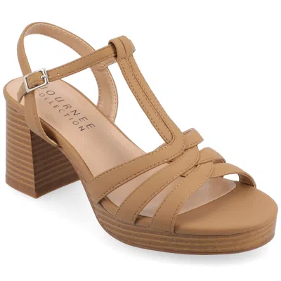 JOURNEE COLLECTION WOMENS ALYCE TRU COMFORT FOAM FAUX LEATHER PLATFORM SANDALS