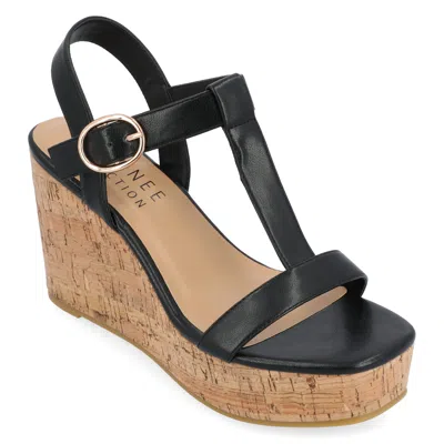 JOURNEE COLLECTION WOMENS MATILDAA BUCKLE PLATFORM WEDGE SANDALS