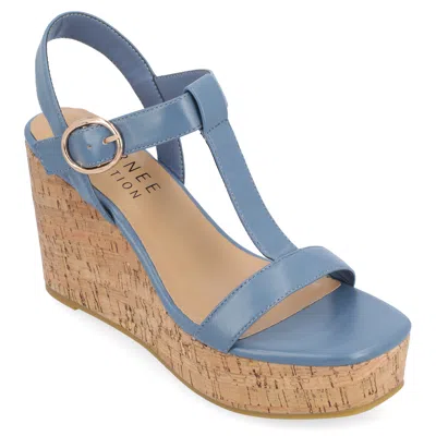 JOURNEE COLLECTION WOMENS MATILDAA BUCKLE PLATFORM WEDGE SANDALS