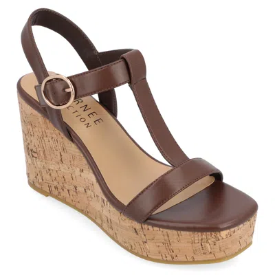 JOURNEE COLLECTION WOMENS MATILDAA BUCKLE PLATFORM WEDGE SANDALS