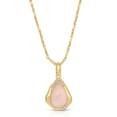 JOY DRAVECKY WOMEN'S LUSTER PENDANT NECKLACE IN PINK OPAL