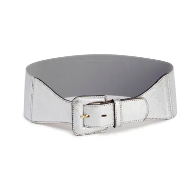 JUAN-JO WOMEN'S SILVER WIDE BELT - LEATHER & ELASTIC BAND