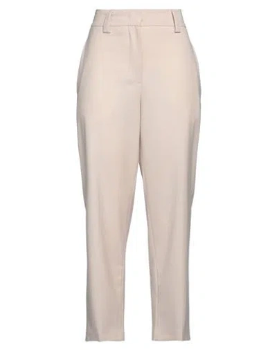 JUCCA JUCCA WOMAN PANTS BEIGE SIZE 8 POLYESTER, VIRGIN WOOL, ELASTANE