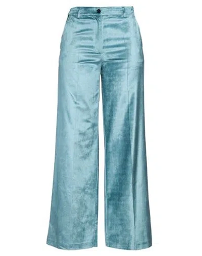 JUCCA JUCCA WOMAN PANTS TURQUOISE SIZE 8 COTTON, VISCOSE