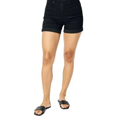 JUDY BLUE HIGH WAISTED TUMMY CONTROL TOP SHORTS IN BLACK