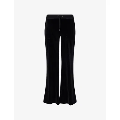 JUICY COUTURE WOMENS BLACK LAYLA FLARED STRETCH-WOVEN JOGGING BOTTOMS XXS
