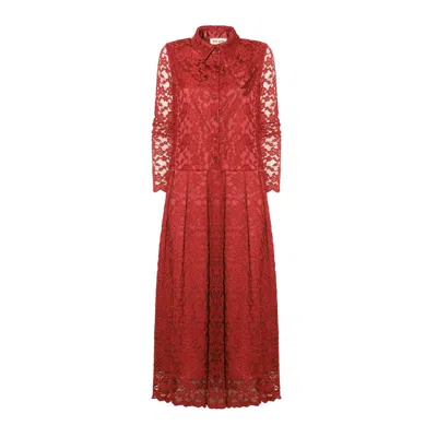 JULIA ALLERT WOMEN'S FEMININE LACE SHIRT DRESS WITH HALF-PLACKET RED