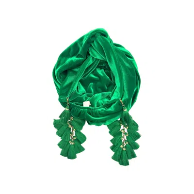 JULIA CLANCEY WOMEN'S KELLY GREEN CHACHA VELOUR TURBAN