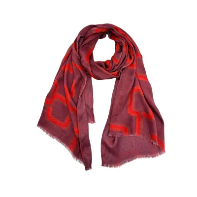 JULIA CLANCEY WOMEN'S RED LINK CLARET MODAL REVERSIBLE SCARF