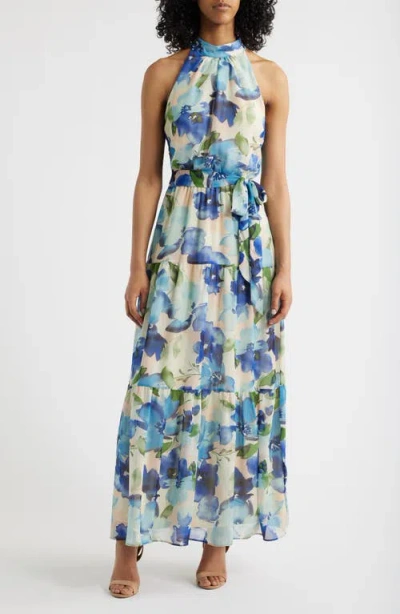 JULIA JORDAN JULIA JORDAN FLORAL CHIFFON MAXI DRESS