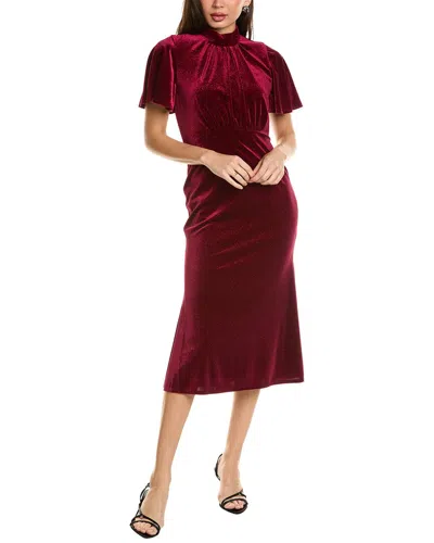 JULIA JORDAN JULIA JORDAN JOLINE THIN STRIPE GLITTER VELVET MIDI DRESS