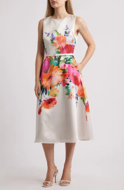 JULIA JORDAN JULIA JORDAN MIKA PLACED FLORAL COCKTAIL MIDI DRESS