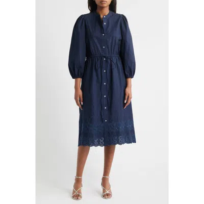 JULIA JORDAN JULIA JORDAN TIE WAIST LONG SLEEVE COTTON MIDI DRESS