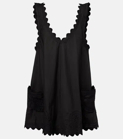 JULIET DUNN EMBROIDERED COTTON POPLIN MINIDRESS