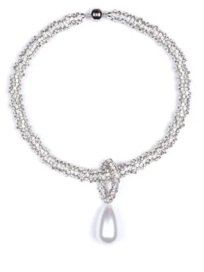 JULIETTA PEARL-PENDANT CRYSTAL-EMBELLISHED NECKLACE