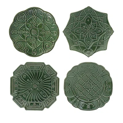 JULISKA JARDINS DU MONDE ASSORTED DESSERT/SALAD PLATES, SET OF 4