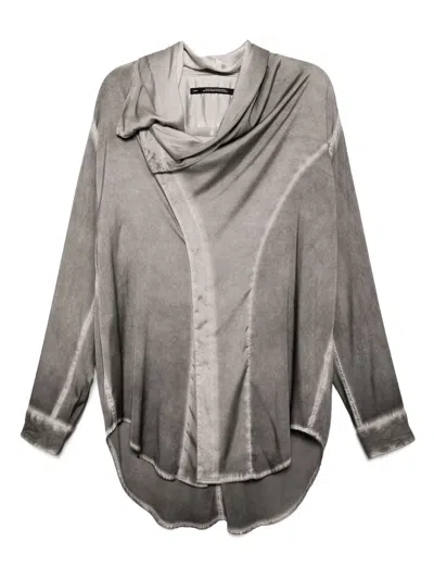 JULIUS SATIN WRAP-NECK SHIRT