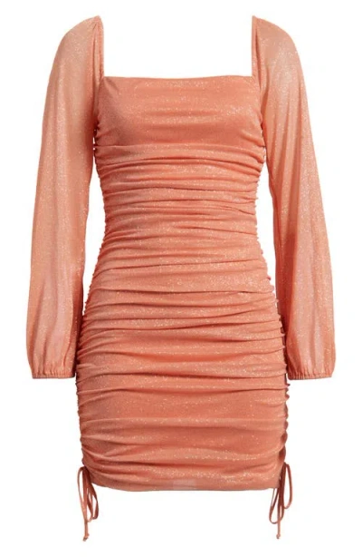 JUMP APPAREL JUMP APPAREL RUCHED GLITTER LONG SLEEVE MINIDRESS