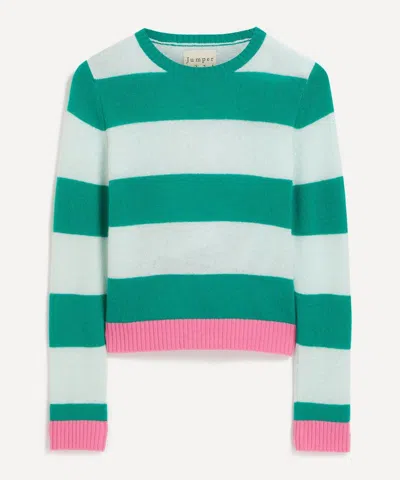 JUMPER 1234 JUMPER 1234 WOMEN'S CONTRAST STRIPE CREW CASHMERE JUMPER