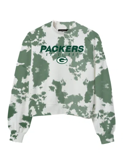 JUNK FOOD CLOTHING WOMEN'S NFL GREEN BAY PACKERS TIE DYE MOCK NECK FLEECE