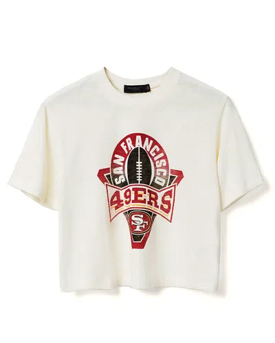 JUNK FOOD CLOTHING WOMEN'S NFL SAN FRANCISCO 49ERS MOCK NECK CROP TEE