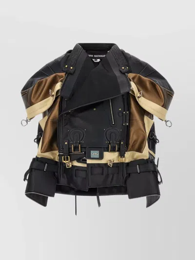 JUNYA WATANABE BIKER JACKET PATCHWORK BELTED ZIPPED