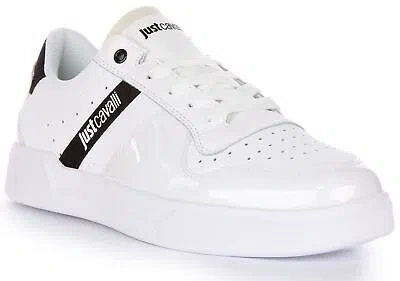 JUST CAVALLI JUST CAVALLI 75QA3SB7 FONDO MINIMAL FASHION SNEAKERS IN WHITE US 6 - 12