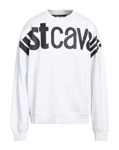 JUST CAVALLI JUST CAVALLI MAN SWEATSHIRT WHITE SIZE XL COTTON, ELASTANE