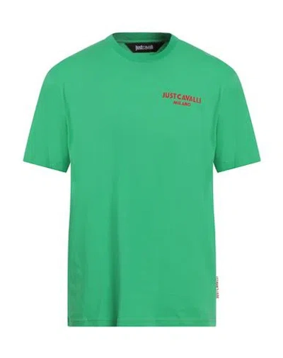 JUST CAVALLI JUST CAVALLI MAN T-SHIRT GREEN SIZE L COTTON
