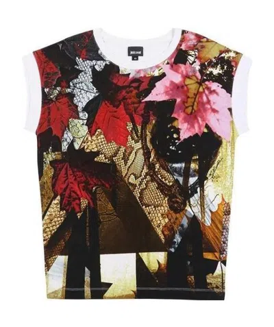 JUST CAVALLI OPEN-NECKED BLACK SHIRT