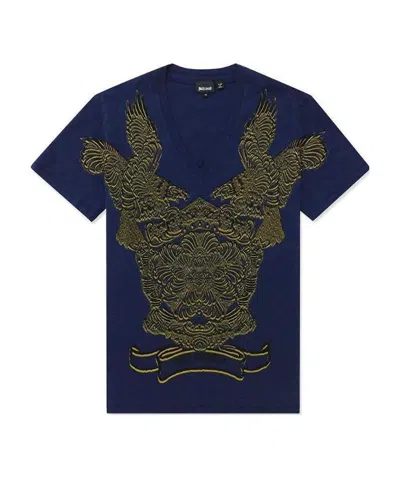 JUST CAVALLI V-COLLAR SHORT-SLEEVED T-SHIRT