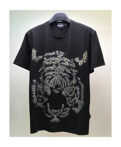 JUST CAVALLI WATER DRILL ROUND COLLAR T-SHIRT