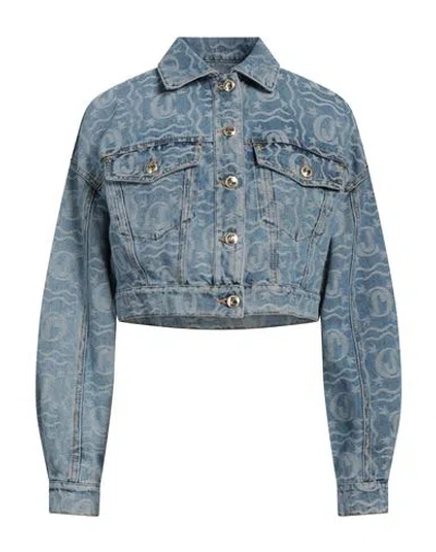 JUST CAVALLI JUST CAVALLI WOMAN DENIM OUTERWEAR BLUE SIZE 10 COTTON