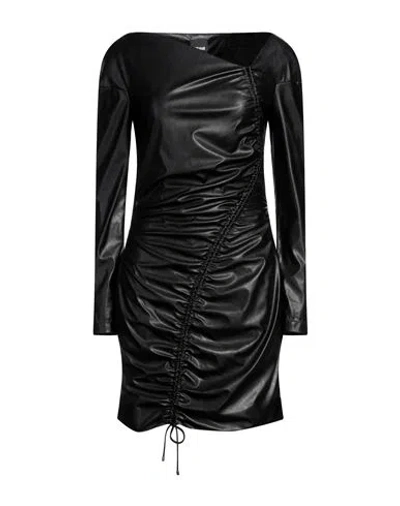JUST CAVALLI JUST CAVALLI WOMAN MINI DRESS BLACK SIZE 12 POLYESTER, POLYURETHANE COATED