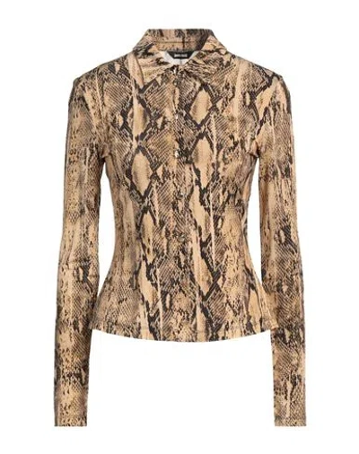 JUST CAVALLI JUST CAVALLI WOMAN SHIRT CAMEL SIZE 8 VISCOSE, ELASTANE