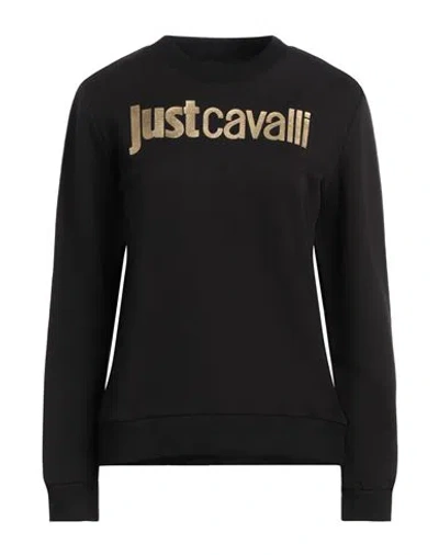 JUST CAVALLI JUST CAVALLI WOMAN SWEATSHIRT BLACK SIZE XL COTTON, ELASTANE