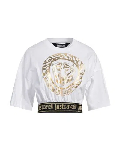 JUST CAVALLI JUST CAVALLI WOMAN T-SHIRT WHITE SIZE S COTTON