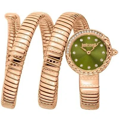 JUST CAVALLI JUST CAVALLI WOMENS ENCHANTING SNAKE GREEN DIAL WATCH - JC1L302M0045
