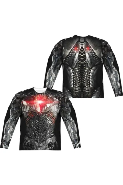 JUSTICE LEAGUE MOVIE CYBORG UNIFORM (FRONT/BACK PRINT) LONG SLEEVE ADULT POLY CREW TEE / T-SHIRT