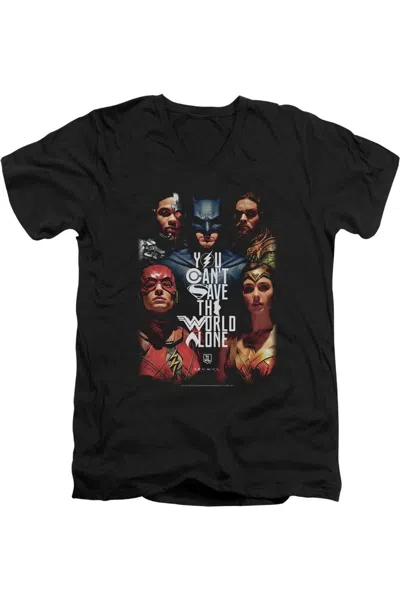 JUSTICE LEAGUE MOVIE SAVE THE WORLD POSTER SHORT SLEEVE ADULT V NECK PREMIUM COTTON TEE / T-SHIRT