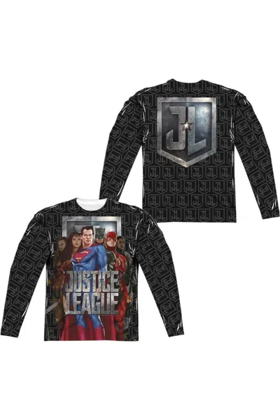 JUSTICE LEAGUE MOVIE THE LEAGUE (FRONT/BACK PRINT) LONG SLEEVE ADULT POLY CREW TEE / T-SHIRT