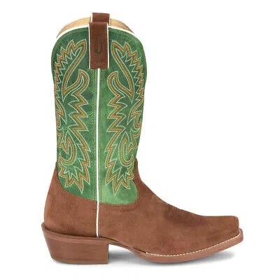 JUSTIN BOOTS JUSTIN BOOTS JIMMY MEDIUM SQUARE TOE COWBOY MENS BROWN, GREEN CASUAL BOOTS FN72