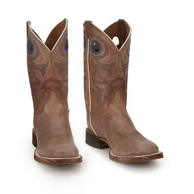 JUSTIN BOOTS JUSTIN MEN'S BR744 CADDO 11" BEIGE (TAN) SQUARE TOE BLOCK HEEL WESTERN BOOTS