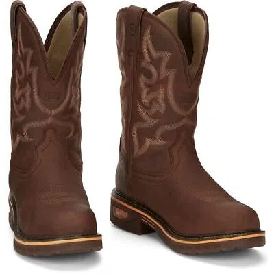JUSTIN BOOTS JUSTIN MEN'S CR4008 RESISTOR 11" BROWN NANO COMP TOE WATERPROOF EH WORK BOOTS