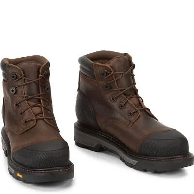 JUSTIN BOOTS JUSTIN MEN'S WK251 WARHAWK 6" BROWN NANO COMPOSITE TOE WATERPROOF EH WORK BOOTS
