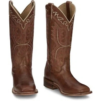 JUSTIN BOOTS JUSTIN WOMEN'S CJ2622 STELLA 13" WHISKEY BROWN SQUARE TOE WESTERN MID-CALF BOOTS