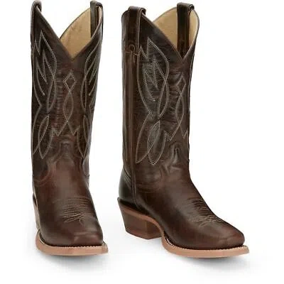 JUSTIN BOOTS JUSTIN WOMEN'S CJ4011 MAYBERRY 12" UMBER (BROWN) SQ TOE WESTERN MID-CALF BOOTS